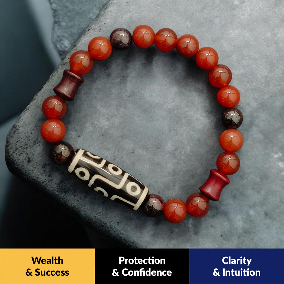 THE ASCENDRA Modern 9-Eye Dzi Bracelet