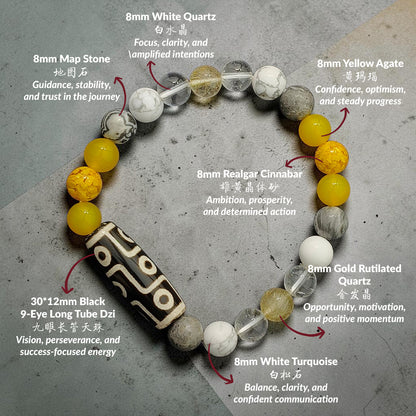 THE AURORIS Modern 9-Eye Dzi Bracelet