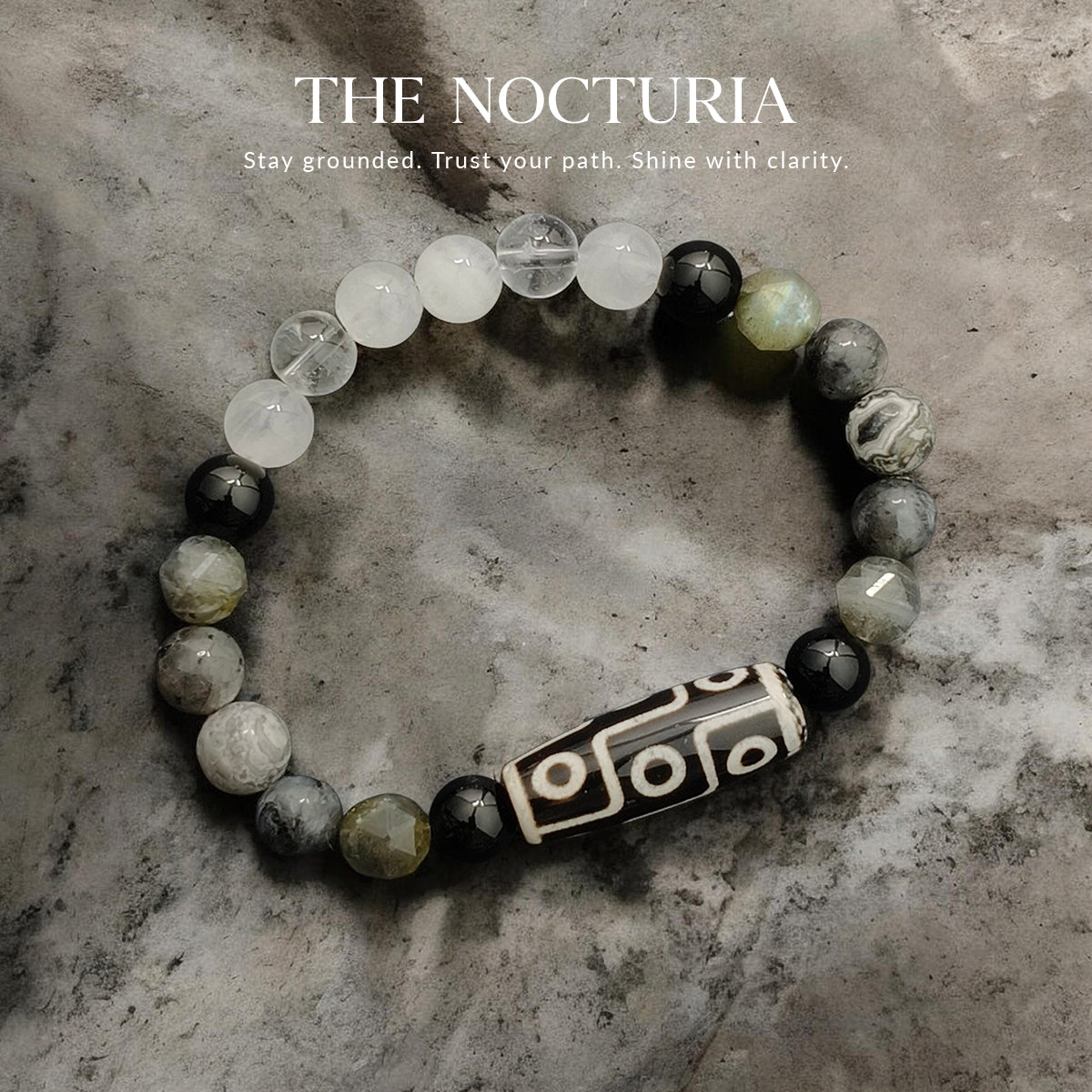 THE NOCTURIA Modern 9-Eye Dzi Bracelet