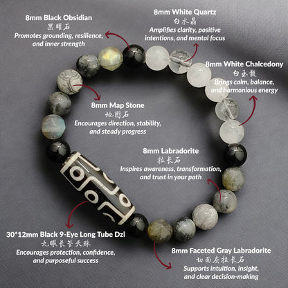 THE NOCTURIA Modern 9-Eye Dzi Bracelet