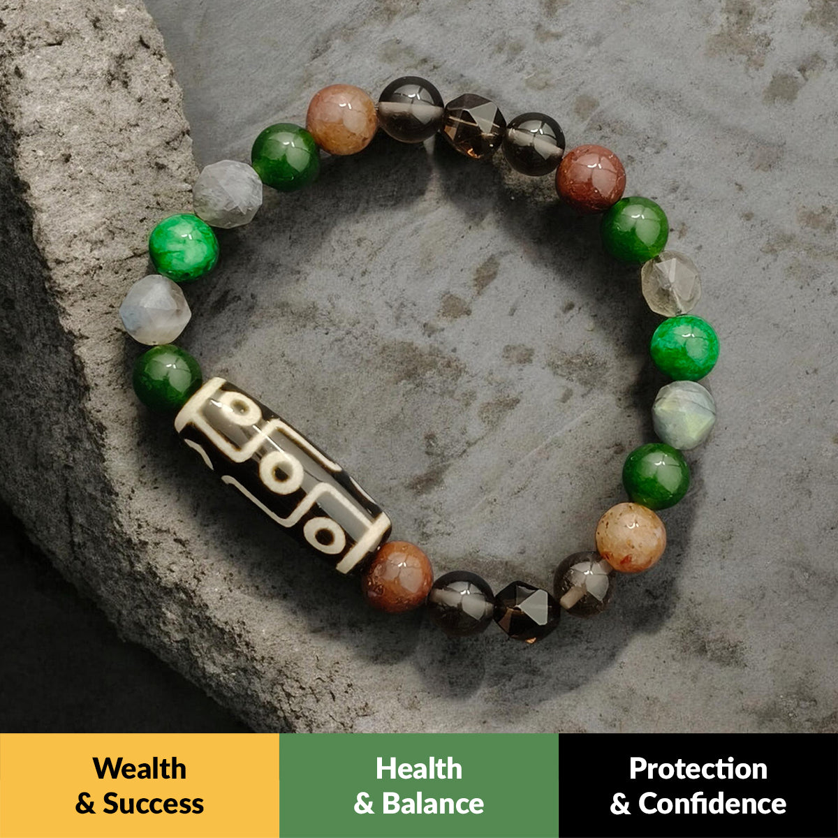 THE VERDARA Modern 9-Eye Dzi Bracelet